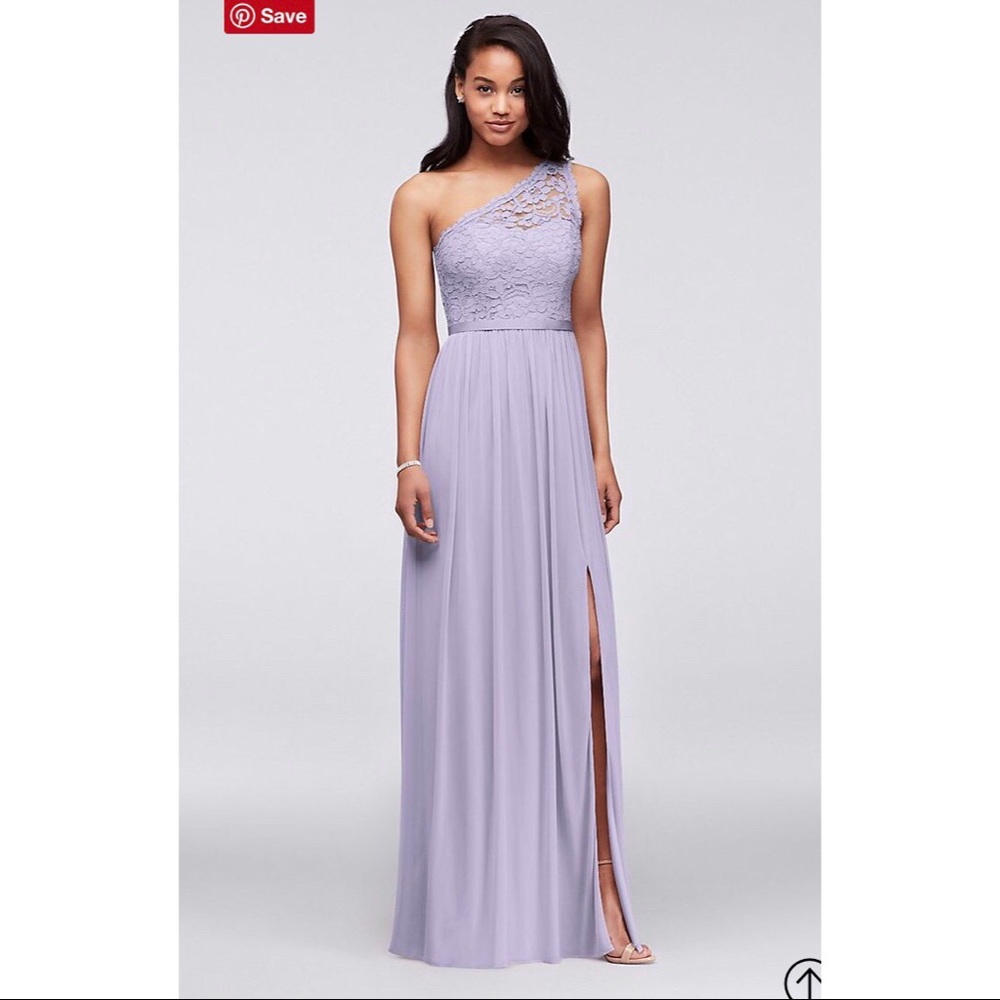 David’s bridal Long one shoulder lace dress F17063